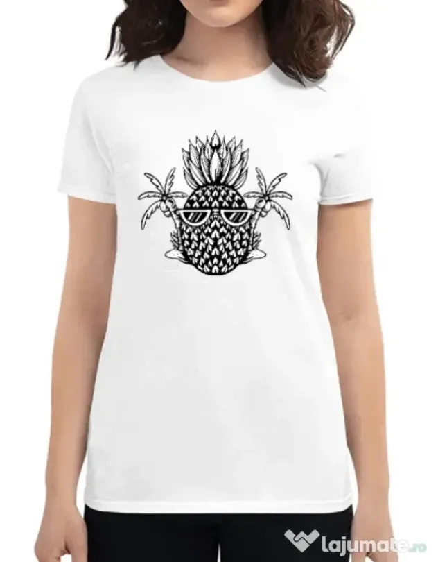 Tricou personalizat dama Pineapple Summer Alb