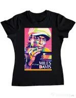 Tricou personalizat dama Miles Davis Negru