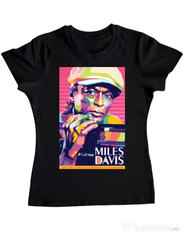 Tricou personalizat dama Miles Davis Negru