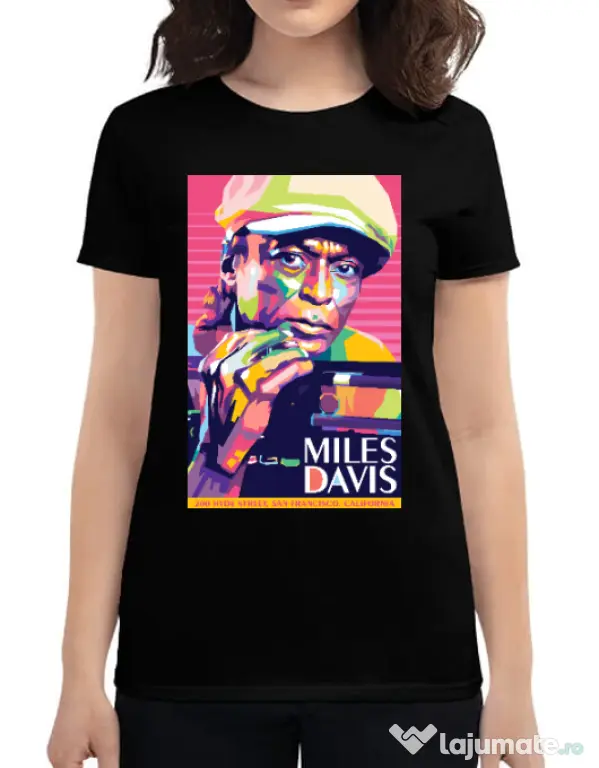 Tricou personalizat dama Miles Davis Negru