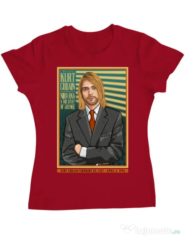 Tricou personalizat dama Kurt Cobain Rosu
