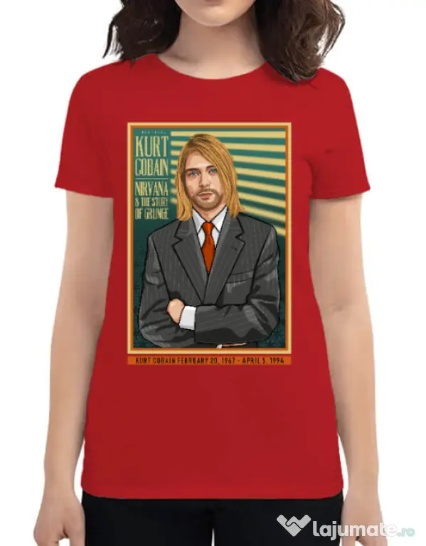 Tricou personalizat dama Kurt Cobain Rosu
