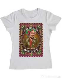 Tricou personalizat dama Bob Marley Alb
