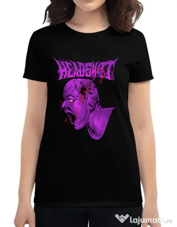 Tricou personalizat dama HEADSHOT Negru