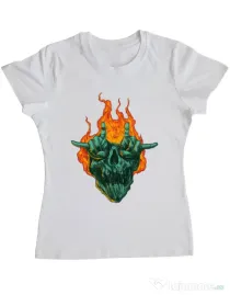 Tricou personalizat dama METAL HEADS Alb