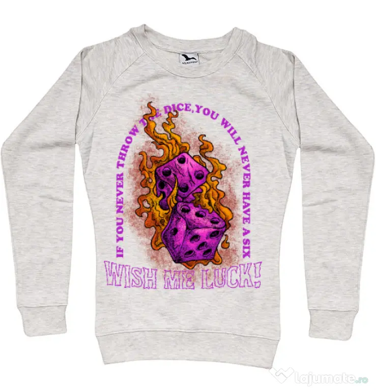 Bluza personalizata dama WISH ME LUCK Migdala melanj