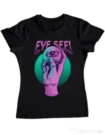 Tricou personalizat dama EYE SEE Negru
