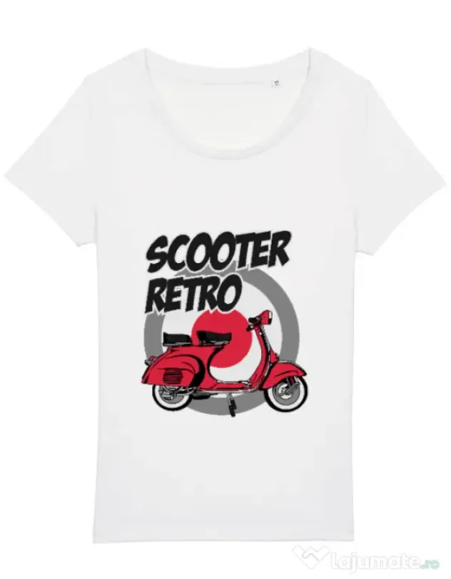 Tricou STANLEY STELLA dama SCOOTER RETRO RED COLOR Alb