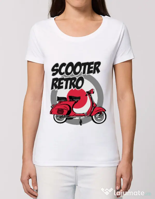 Tricou STANLEY STELLA dama SCOOTER RETRO RED COLOR Alb
