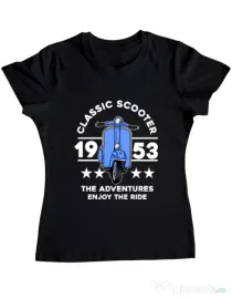Tricou personalizat dama CLASSIC SCOOTER ADVENTURES Negru