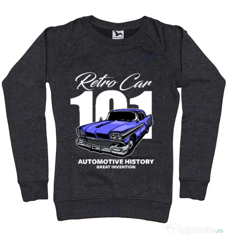 Bluza personalizata dama RETRO CAR 101 Negru melanj