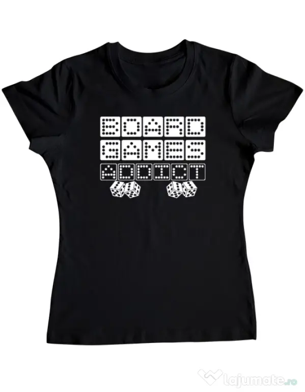 Tricou personalizat dama Board Games Addict Negru