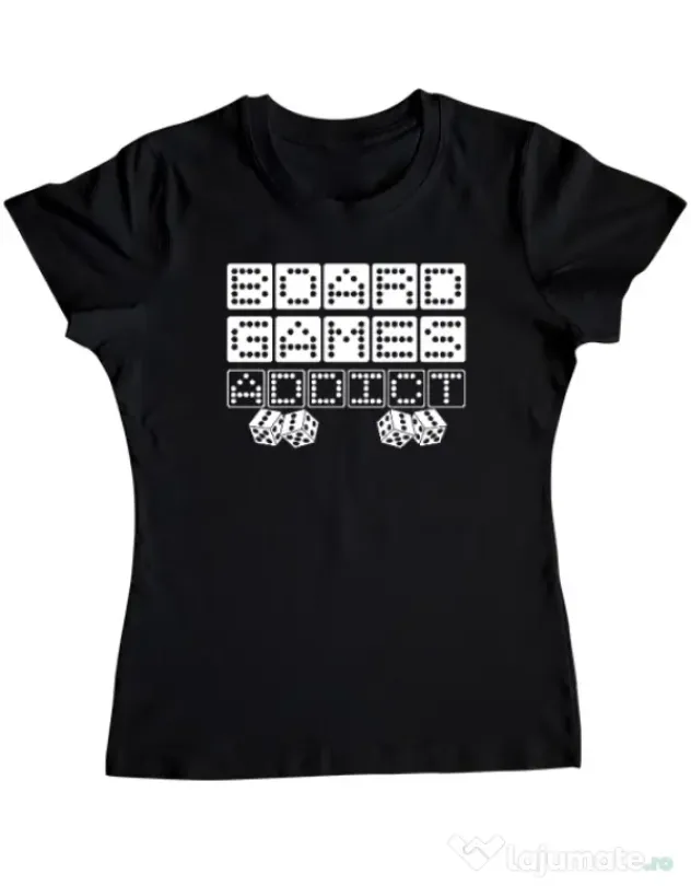 Tricou personalizat dama Board Games Addict Negru