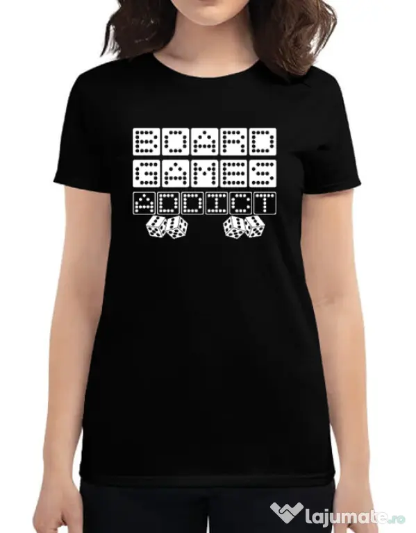 Tricou personalizat dama Board Games Addict Negru