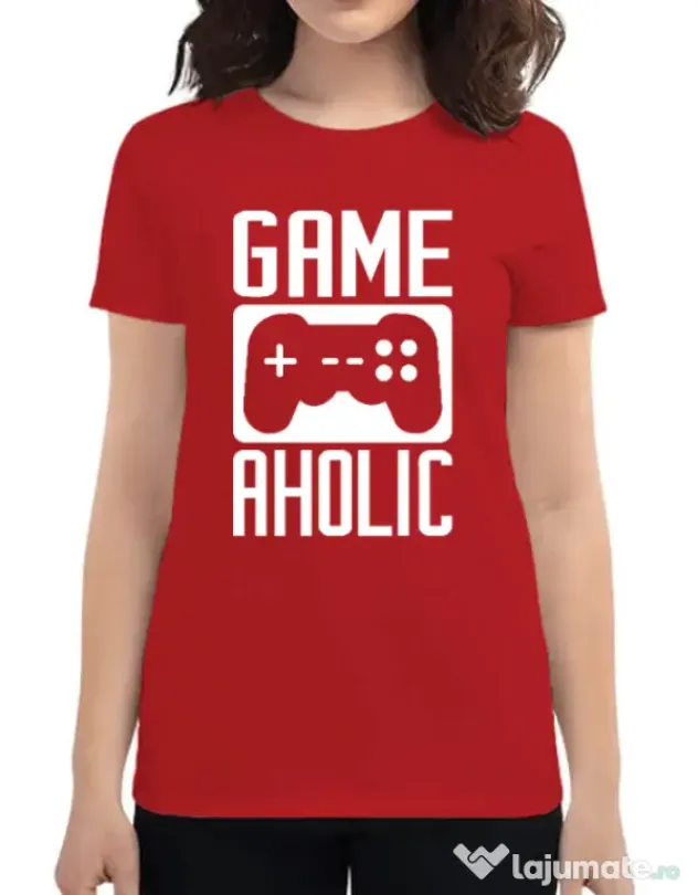Tricou personalizat dama Gameaholic Rosu