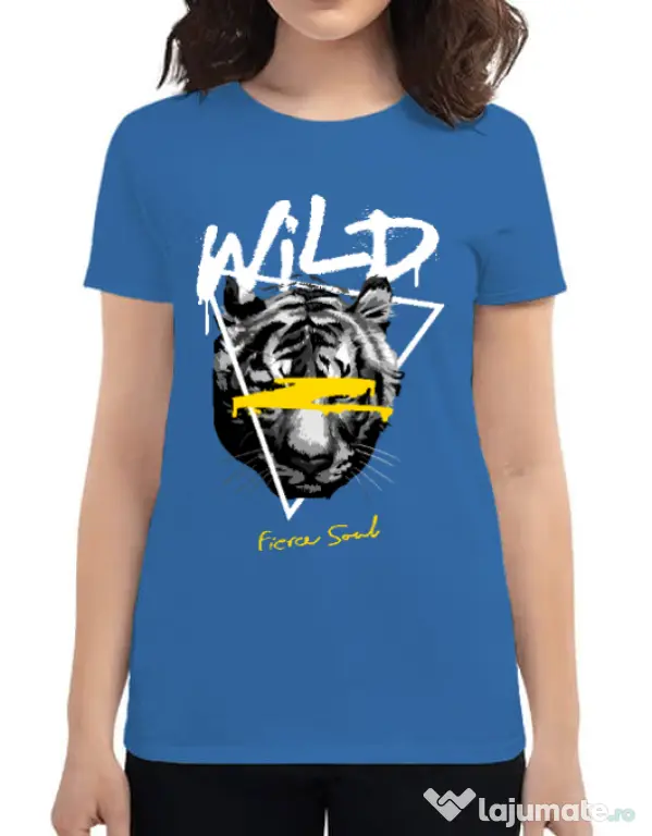 Tricou personalizat dama Wild Fierce Soul Albastru azuriu