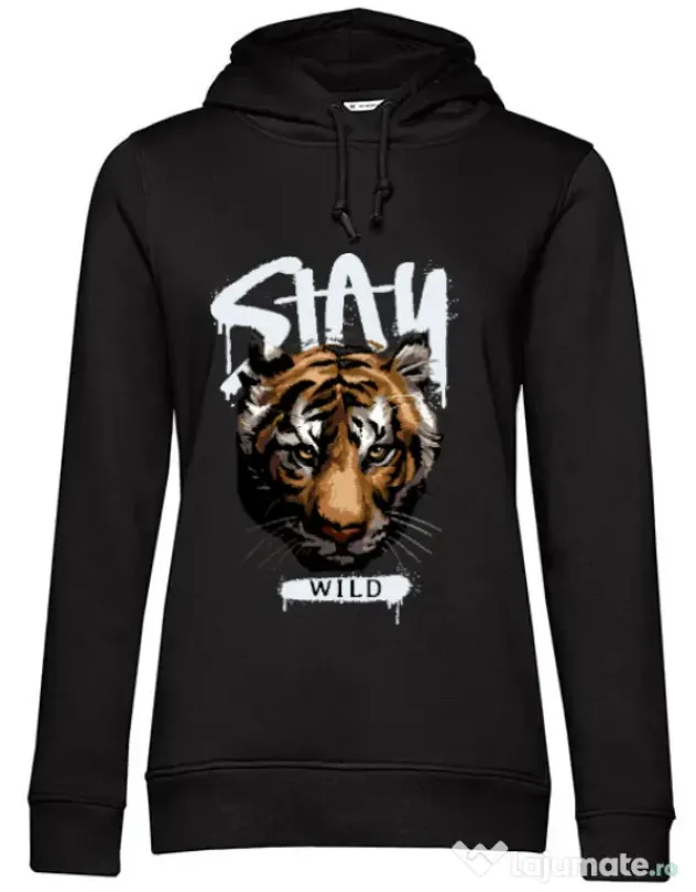 Hanorac dama cu gluga Stay Wild Negru