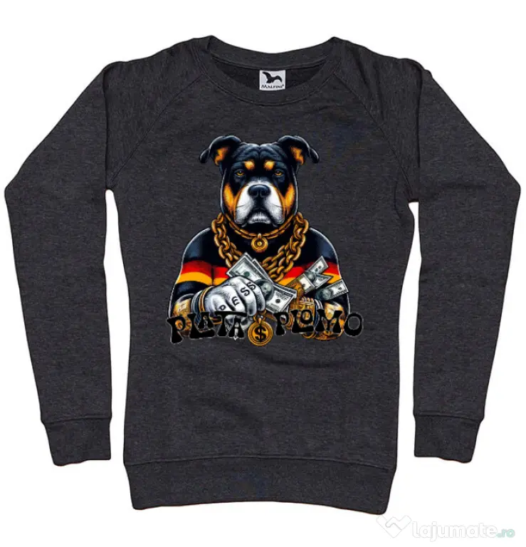 Bluza personalizata dama BULLDOG 08 Negru melanj