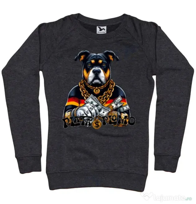 Bluza personalizata dama BULLDOG 08 Negru melanj