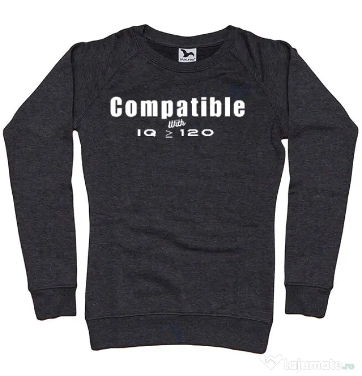 Bluza personalizata dama IQ tricou cu mesaj | CreativeSheep Negru melanj