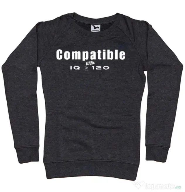 Bluza personalizata dama IQ tricou cu mesaj | CreativeSheep Negru melanj