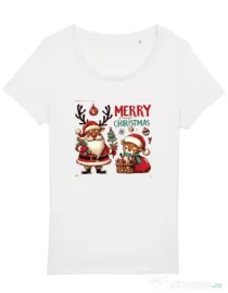 Tricou STANLEY STELLA dama Merry schristmas 2 Alb