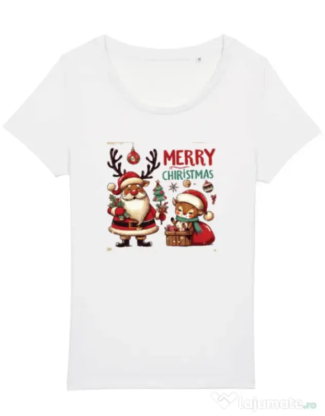 Tricou STANLEY STELLA dama Merry schristmas 2 Alb