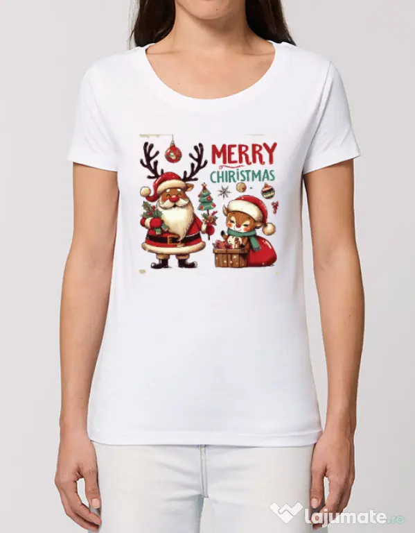 Tricou STANLEY STELLA dama Merry schristmas 2 Alb