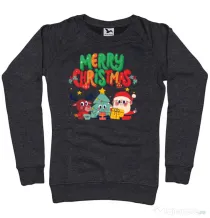 Bluza personalizata dama Hei, prietenii mei de Crăciun! Negru melanj