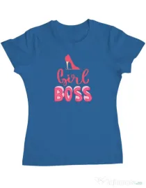 Tricou personalizat dama Girls boss Albastru azuriu