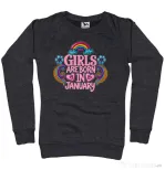 Bluza personalizata dama Girls are born in ianuary 2 Negru melanj