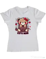 Tricou personalizat dama CUTE BEAR 1 Alb