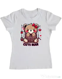 Tricou personalizat dama CUTE BEAR 1 Alb