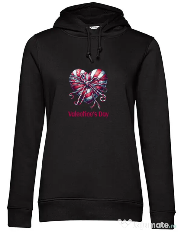 Hanorac dama cu gluga Valentine\'s Day 2025 Negru