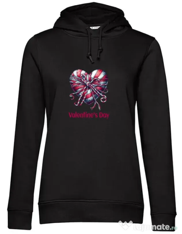 Hanorac dama cu gluga Valentine\'s Day 2025 Negru