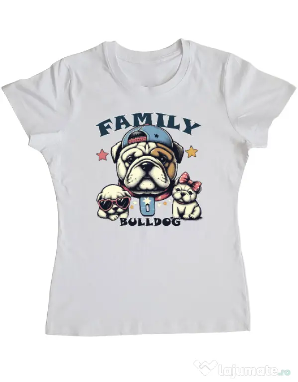 Tricou personalizat dama BULLDOG 16 Alb