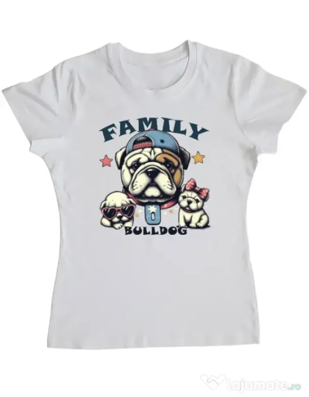 Tricou personalizat dama BULLDOG 16 Alb