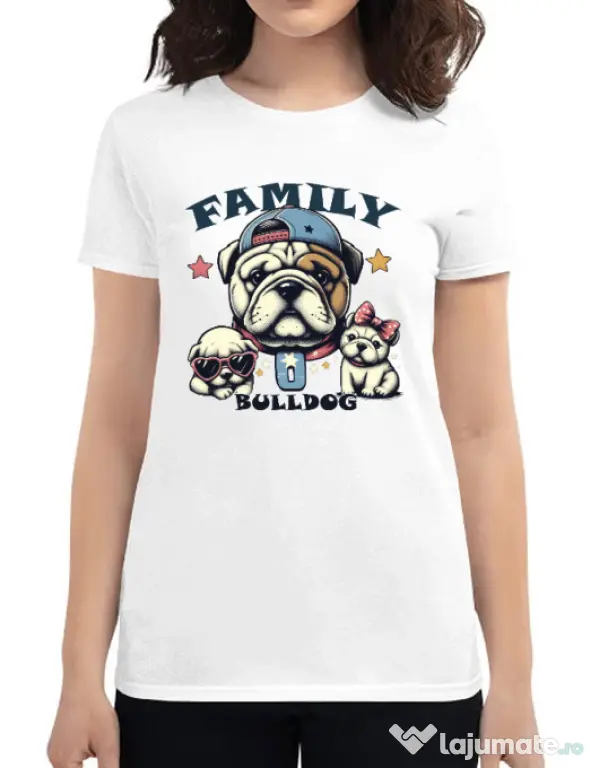 Tricou personalizat dama BULLDOG 16 Alb