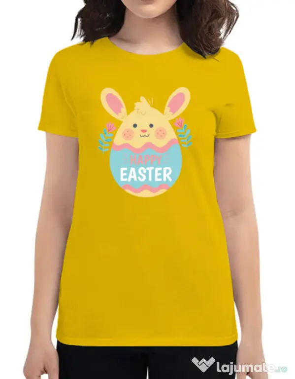 Tricou personalizat dama BUNNY CUTE Galben