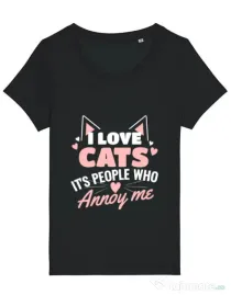 Tricou STANLEY STELLA dama I love cats Negru