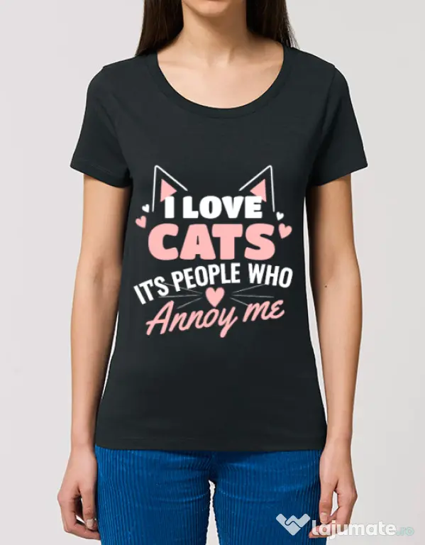 Tricou STANLEY STELLA dama I love cats Negru