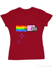 Tricou ADLER dama Nyan cat Rosu