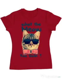 Tricou ADLER dama What the meow Rosu