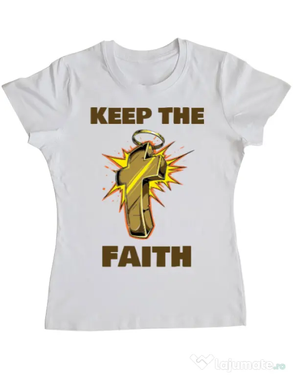 Tricou ADLER dama Keep the Faith Alb
