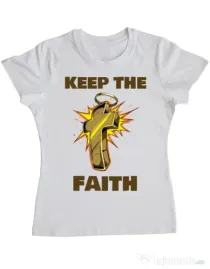 Tricou ADLER dama Keep the Faith Alb