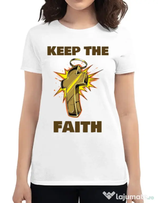 Tricou ADLER dama Keep the Faith Alb