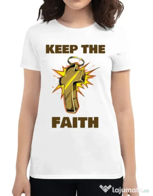 Tricou ADLER dama Keep the Faith Alb