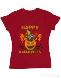 Tricou ADLER dama Halloween Pug Rosu