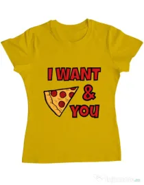 Tricou ADLER dama I want you Galben