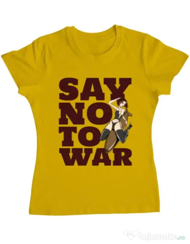 Tricou ADLER dama Say no to war Galben